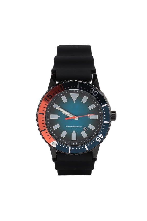 Men's Luminous Rotating Bezel Watch Casual Analog Display Quartz Wristwatch with Date Calendar Waterproof Rubber Strap 10 inches / 25.4 cm Black Orange
