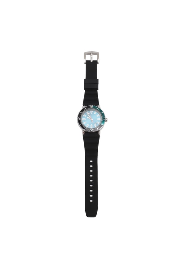 Men's Luminous Rotating Bezel Watch Casual Analog Display Quartz Wristwatch with Date Calendar Waterproof Rubber Strap 10 inches / 25.4 cm Silver Blue