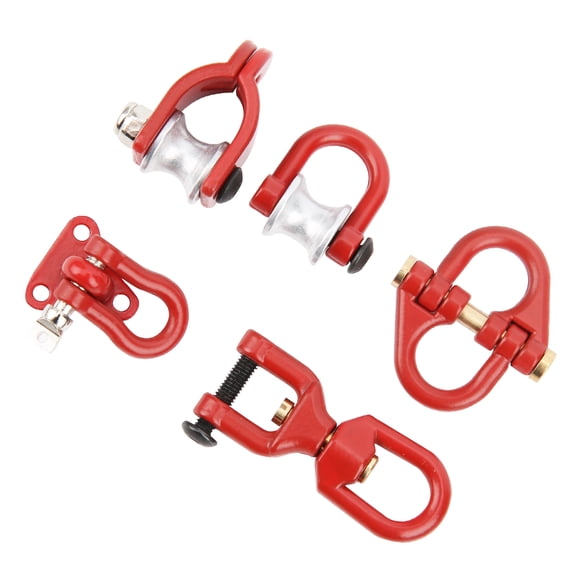 Suodoka Metal Simulation Trailer Towing Buckle Tow Hooks Decoration Tool for 1/10 RC Car Red, Universal Fit Set of 5, Upgrade Modification Accessories 3.54 inches / 9 cm Length