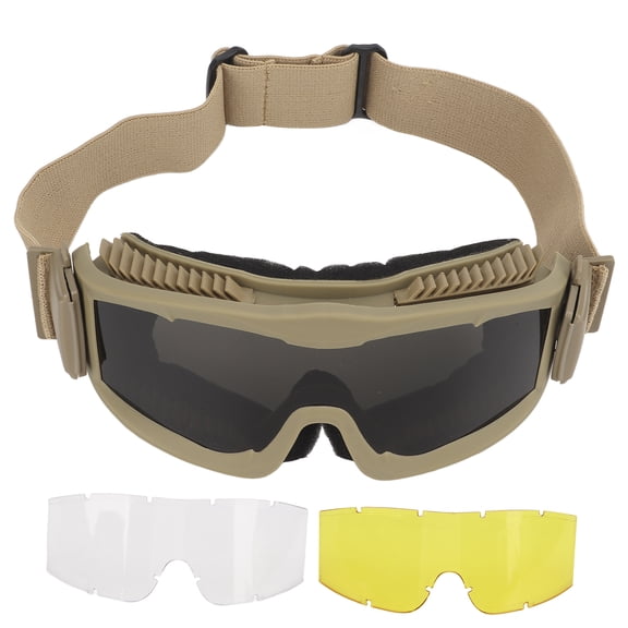 Suodoka Military Tactical Goggles Explosion Proof Safety Glasses with Interchangeable Lenses Anti Fog Scratch Resistant for Outdoor Hunting CS Training Khaki