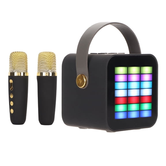 Suodoka Mini Karaoke Machine with 2 Wireless Microphones Portable Bluetooth 5.3 Speaker for Kids & Adults with LED Light Effects, Home Party Birthday Gifts for Girls & Boys (17.0 x 16.0 x 8.0 inches)