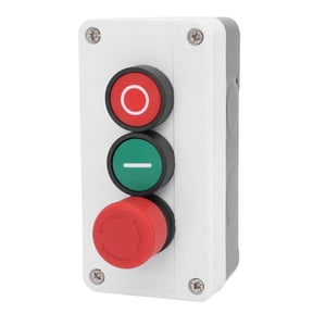 Suodoka Momentary Start Stop Pushbutton Switch Station Box, Red Mushroom Latching Emergency Stop, 10A