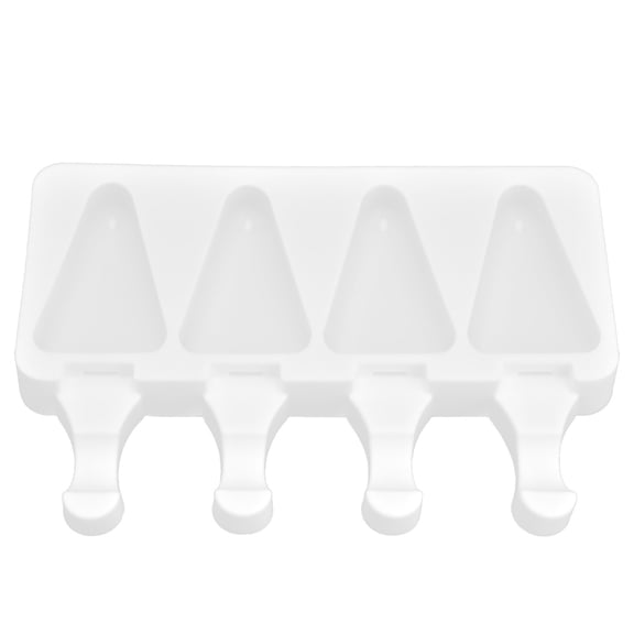 Suodoka Multi Grid Silicone Ice Bar Mold Heat Resistant Ice Cream Making Kitchen DIY Tool (4Grid Triangular) for Summer Party and Treats Dessert Maker - White