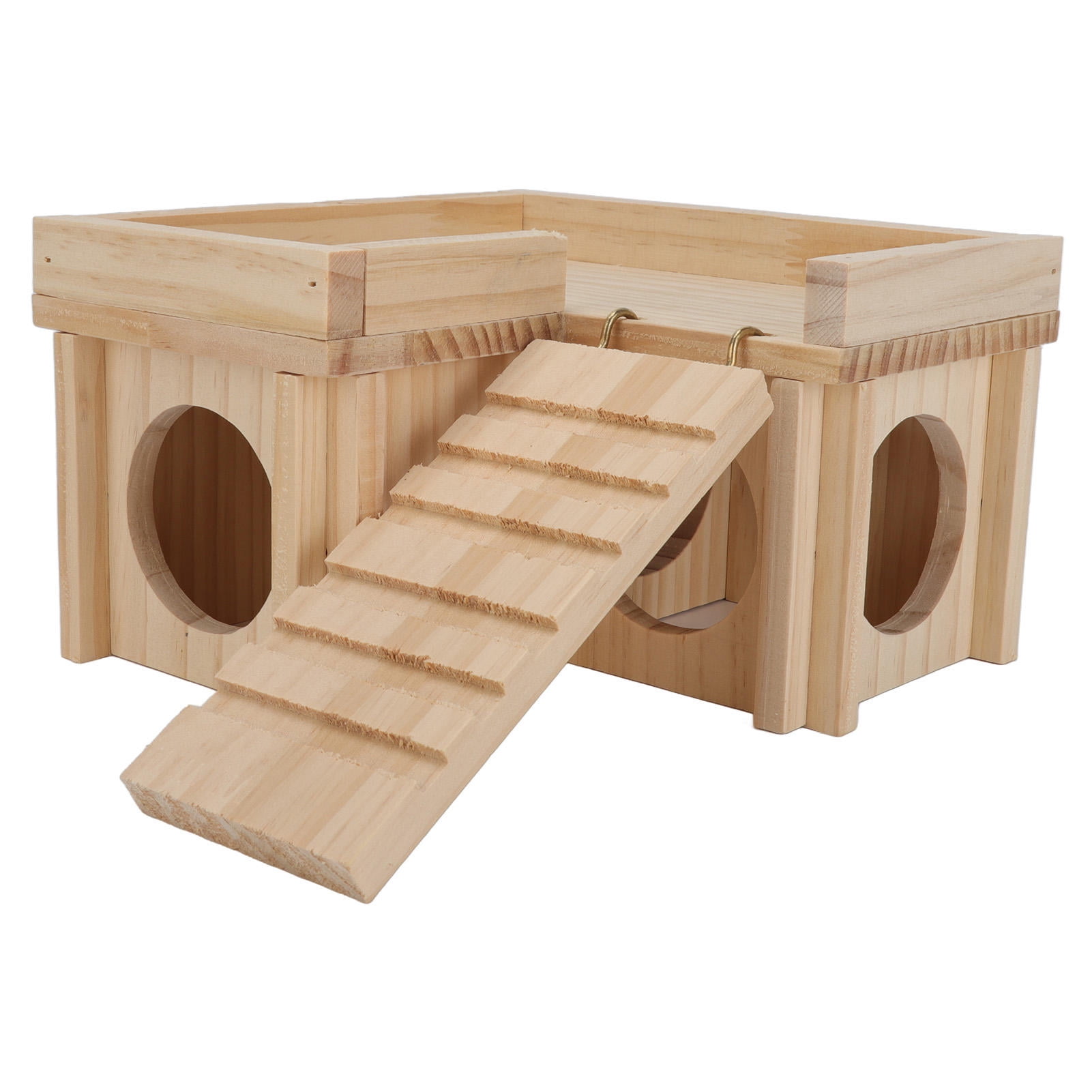 Suodoka Multi‑Room Wooden Hamster House with Maze Tunnel, Ladder & Easy‑Clean Design – Cozy Hideout for Small Pets