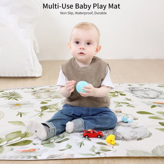 Suodoka Multi-Use Baby Play Mat Kids Play Rug Waterproof Durable Non Slip Portable Foldable Activity Mat for Toddlers Infants, Hot Air Balloon Pattern, 9.84 x 7.87 inches