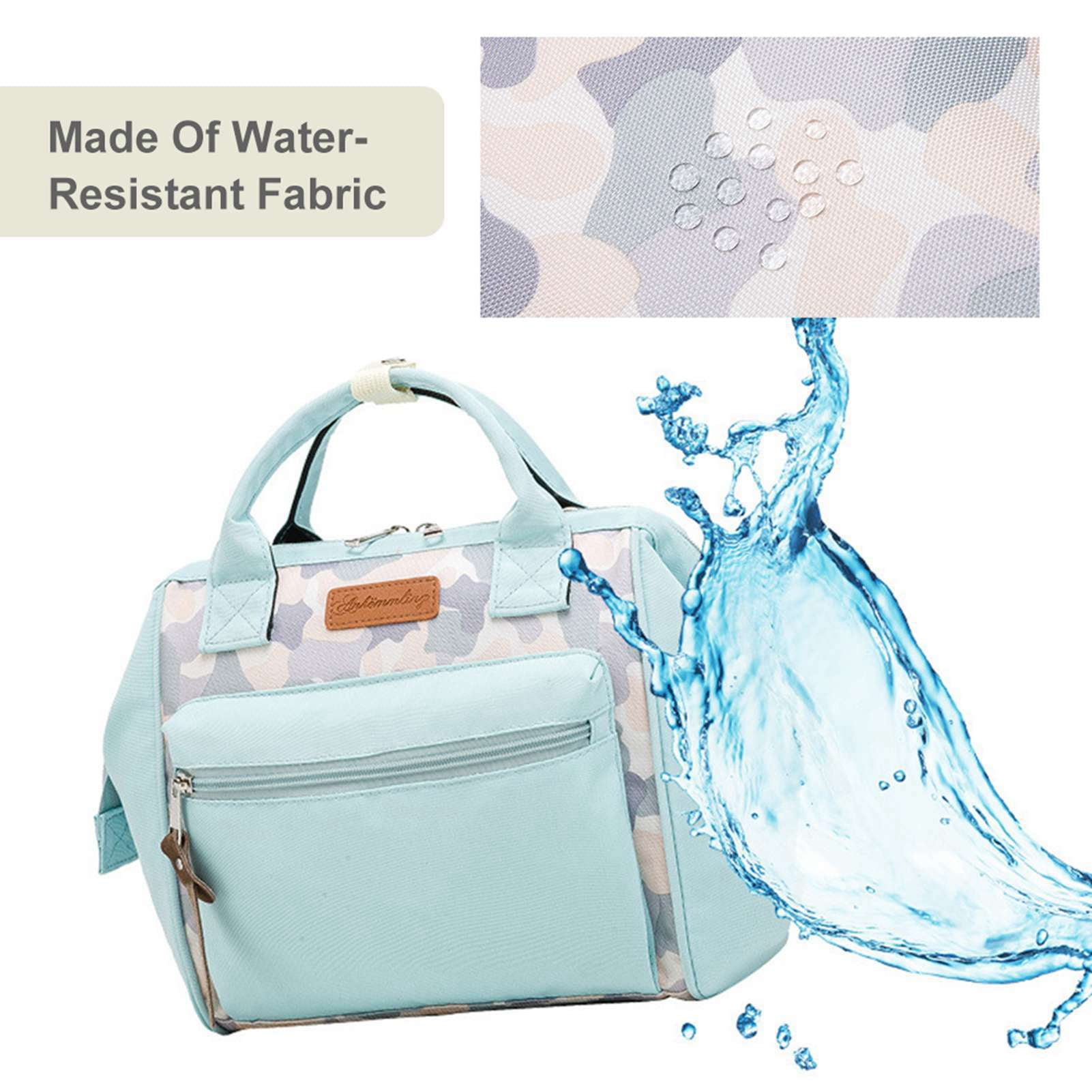 Suodoka Multifunctional Diaper Bag Water-Resistant Travel Tote Baby Handbag for Mom Large Capacity with Insulated Pockets Blue Camo 9.45 inches / 24 cm