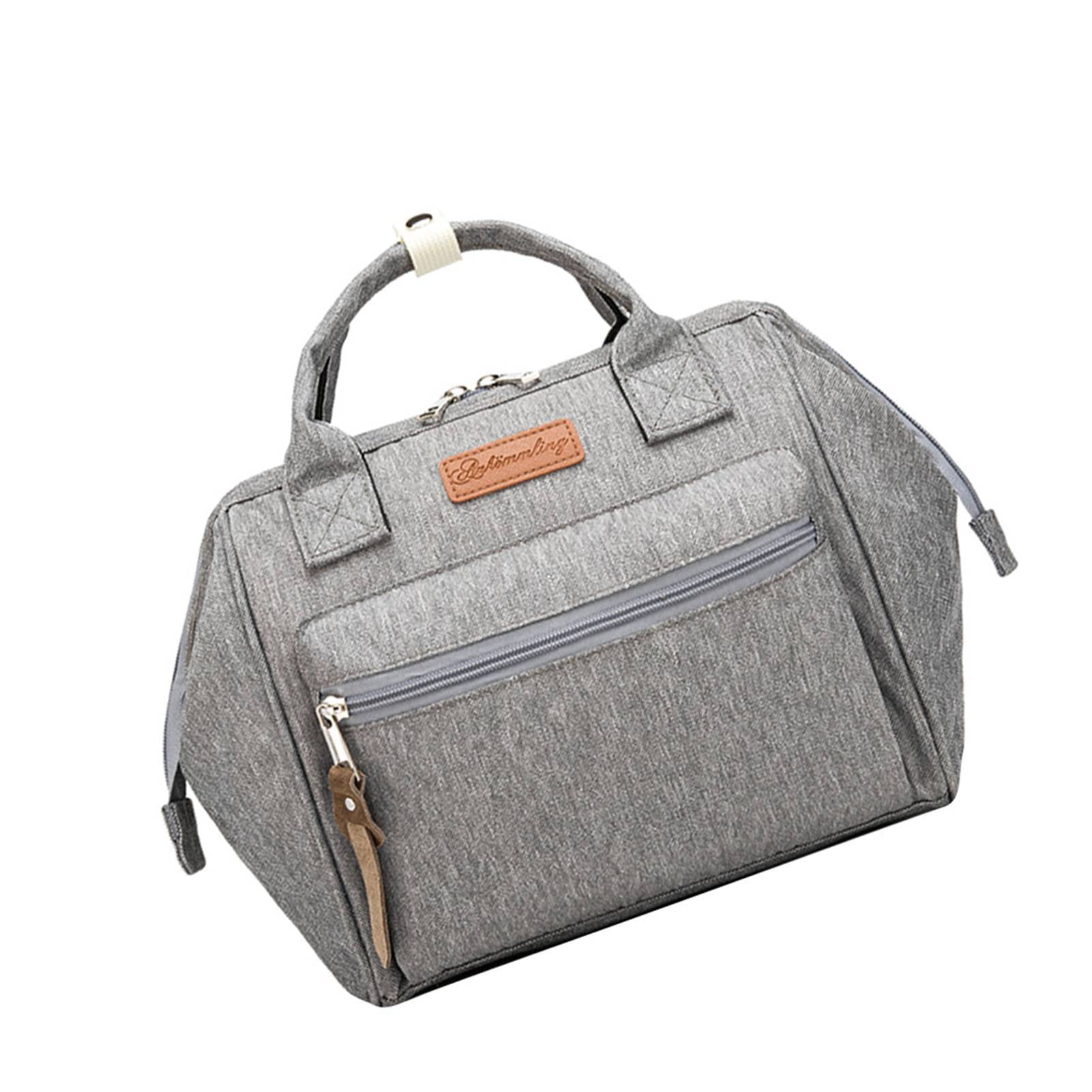 Suodoka Multifunctional Diaper Bag Water-Resistant Travel Tote Baby Handbag for Mom Large Capacity with Insulated Pockets Stylish Gray 9.45 inches / 24 cm