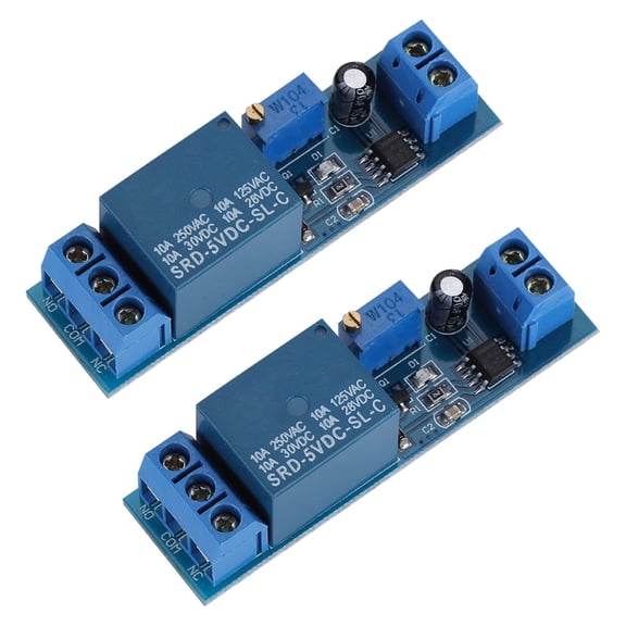 Suodoka NE555 Relay Module Adjustable 0-10 Second Time Delay Relay Switch Module 5V DC Mini Electromechanical Controller Timer for Electronic DIY Projects and Power Cycle Control (2 Pcs / Pack)