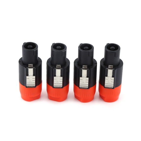 Suodoka NL4FC Male Plug Speaker Audio Cable Cord Adapter 4-Pack Professional 4-Pin Male Plug Connector for Stage Studio KTV Bars, Orange (2.76 inches / 7.0 cm Total Length)