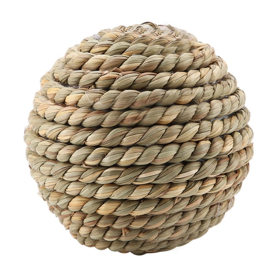Suodoka Natural Grass & Rattan Chew Ball 10cm Play Toy for Rabbits, Parakeets & Parrots, NonToxic, BalanceBuilding, 1 Piece