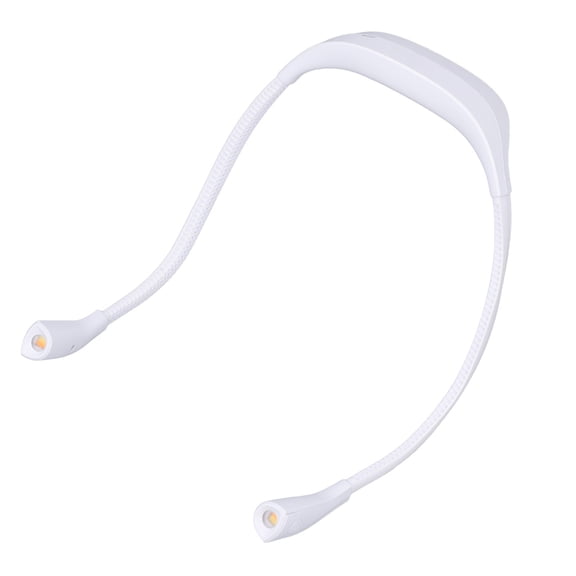 Suodoka Neck Book Light USB Rechargeable Portable LED Hanging Lamp for Reading and Repair Work, Flexible Arms, Lightweight Wearable Design, Night Running Gadget, White (19 cm / 7.5 inches)