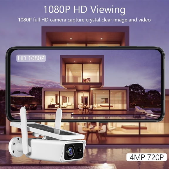 Suodoka Outdoor Solar Security Camera 4MP Wireless WiFi Home Surveillance PIR Motion Detection Night Vision 2-Way Audio IP66 Waterproof