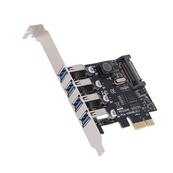 Suodoka PCI E USB3.0 Expansion Card, 4 Ports SuperSpeed 5Gbps PCI Express USB Add On Card Internal Hub Converter Component for Desktop PC (5.91 x 5.12 x 1.18 inches / 15.0 x 13.0 x 3.0 cm)