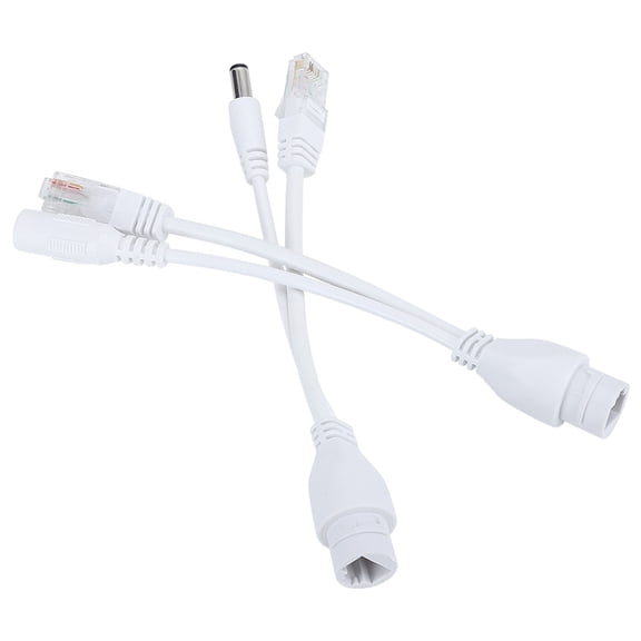 Suodoka POE Adapter Cable Non-Standard Waterproof Injector Splitter DC 12V Ethernet Power Supply Module, White Color, 0.67 inches / 17 mm Length, 2 Pack for IP Security Camera System Setup