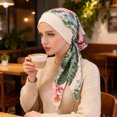 thumbnail image 1 of Suodoka Patterned Faux Silk Bandana Women Satin Elastic Head Scarf - Green Leaves, 1 of 9