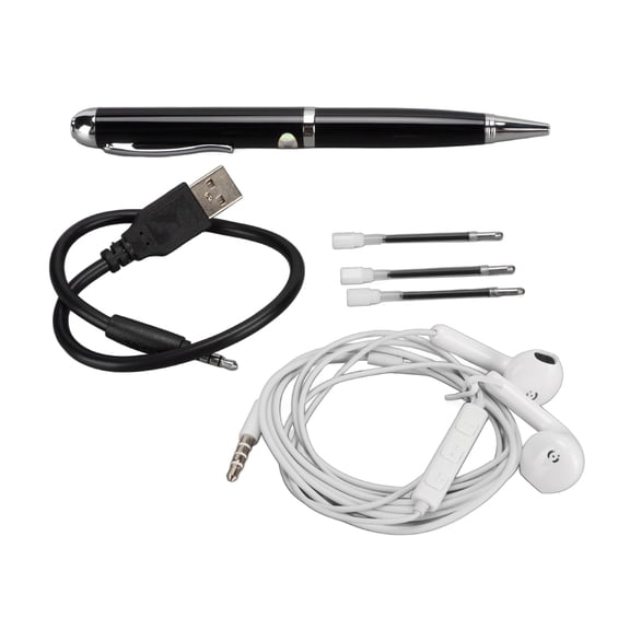 Suodoka Pen Digital Voice Recorder One Key Recording HD Noise Reduction Portable Audio Device for Learning Meetings 64GB / 64G Memory with 3 Refills Black