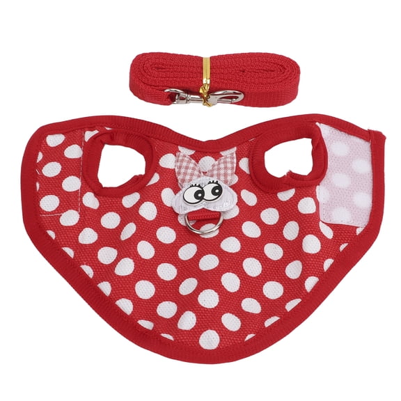 Suodoka Pet Chinchilla Clothes Winter Warm Vest Guinea Pig Small Rabbit Clothing with Traction Rope M Red Polka Dot Pattern Comfortable Harness For Small Animals