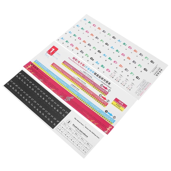 Suodoka Piano Stickers Colorful Letters and Numbers Label Staff Notation Fingerboard Key Paster 88/61/54 Keys (9.84 inches / 25 cm)