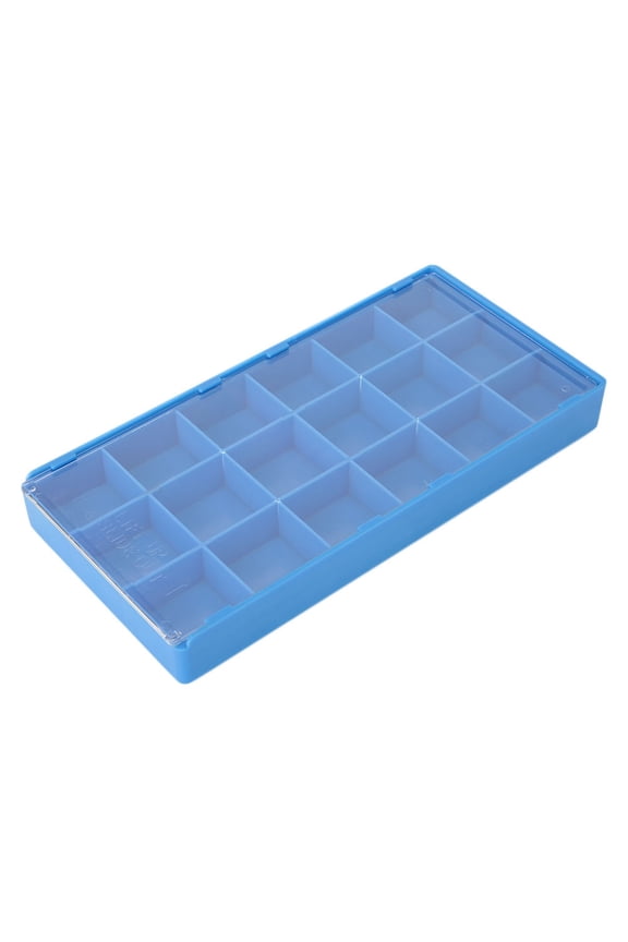 Plastic Watch Parts Storage Box Organizer Watchmaker Repairing Tools Storage Tray Dust-Proof Lid Blue (18 Grid) - Portable 7.68 inches / 19.5 cm Length For Desk