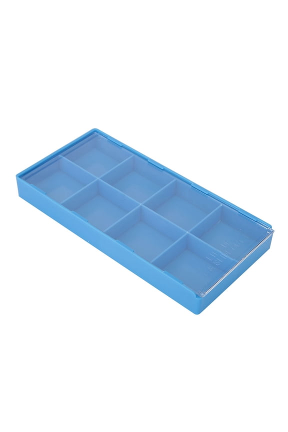 Plastic Watch Parts Storage Box Organizer Watchmaker Repairing Tools Storage Tray Dust-Proof Lid Blue (8 Grid) - Portable 7.68 inches / 19.5 cm Length For Desk