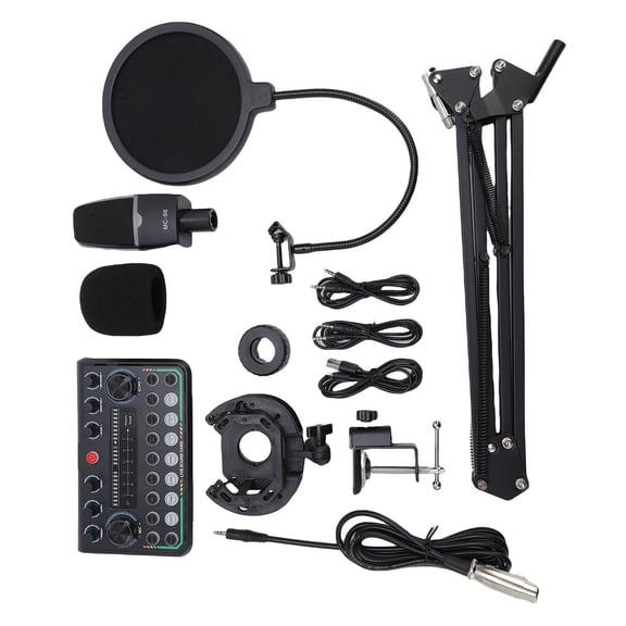 Suodoka Podcast Microphone Bundle Set Condenser Mic with Live Sound Card for PC Smartphone Studio Recording Broadcasting