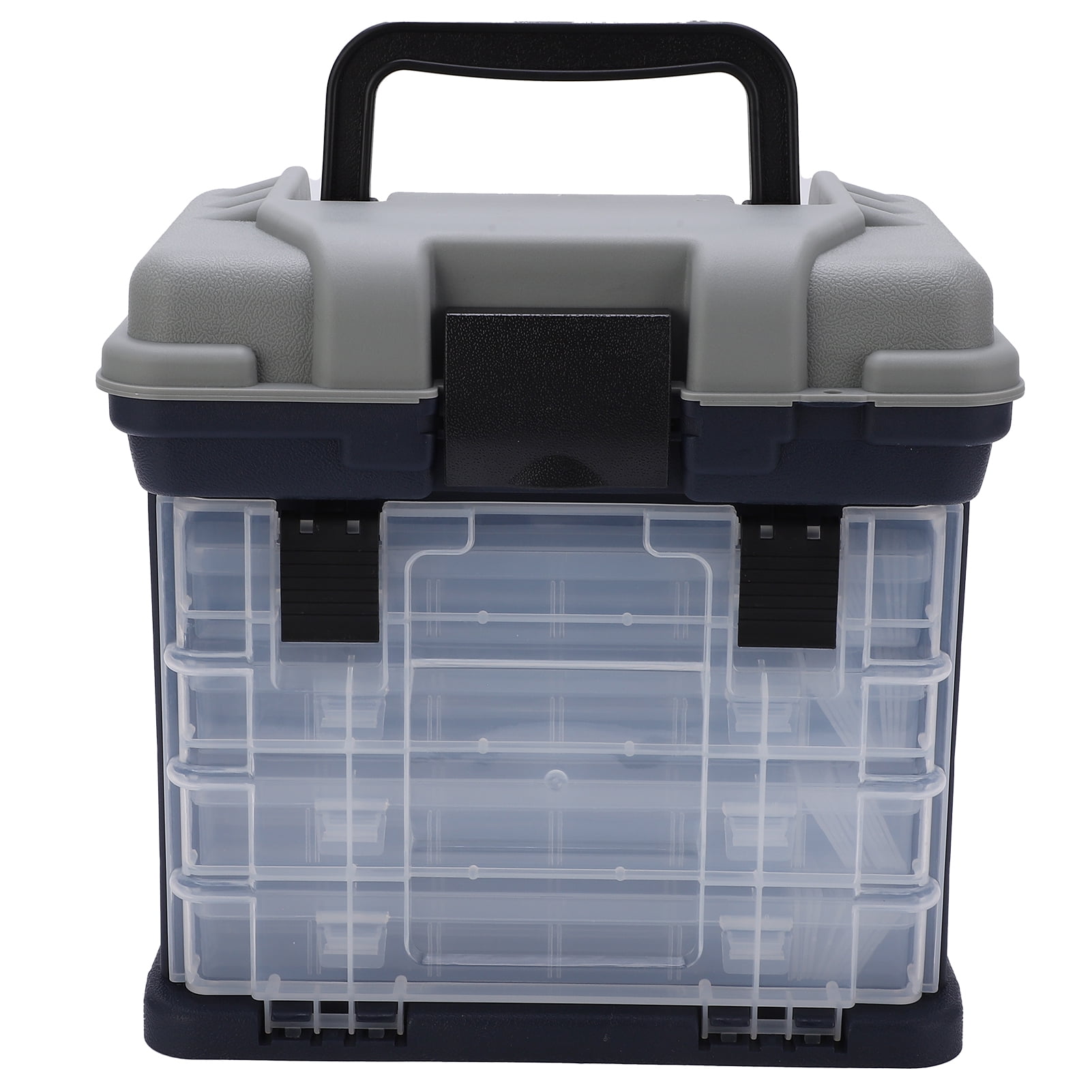 Suodoka Portable 4-Layer Fishing Tackle Box, Utility Carp Bait Storage Case with Handle, Grey (11.81 in)
