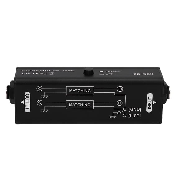 Suodoka Portable 6.35MM Ground Loop Isolator Professional Hum Eliminator Sound Noise Filter For Car & Home Audio Systems, Compact Aluminum Alloy Design, 5.5 inches / 14 cm, Black