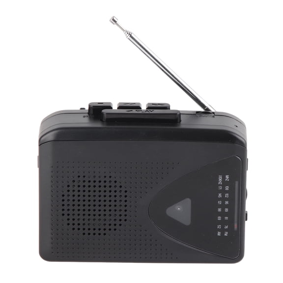 Suodoka Portable Cassette Player Classic Style Multifunction Supports AM FM Radio Stereo Compact Tape Player with Built-in Speaker Dual Power Options 6.3 inches / 16 cm Black