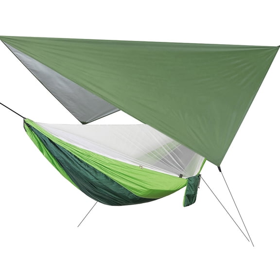 Suodoka Portable Hanging Camping Hammock with Mosquito Net Canopy Rain Cover for Courtyard Garden Outdoor Backyard Travel Survival Parachute Nylon