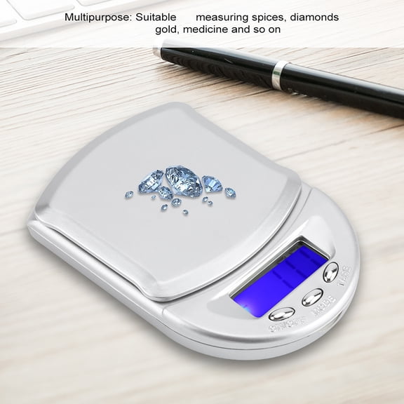 Suodoka Portable High Precision Digital Kitchen Scale, 500g/0.1g Mini Electronic Measuring Tool for Spices, Diamonds, Coins, Gold, Battery Powered Built-In LCD Screen with Blue Backlight