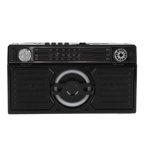 Suodoka Portable Radio Bluetooth Speaker Multifunctional Rechargeable Multi Band FM AM SW Radio Black