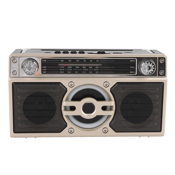 Suodoka Portable Radio Bluetooth Speaker Multifunctional Rechargeable Multi Band FM AM SW Radio Gold