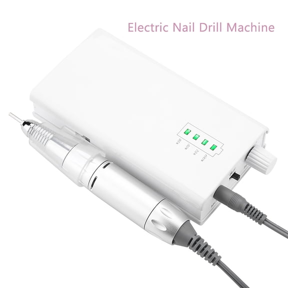 Suodoka Portable Rechargeable Electric Nail Drill Machine 30000 RPM Cordless Manicure Pedicure Pen 10.6 inches / 27 cm, White