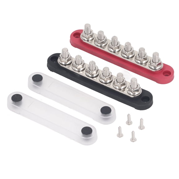 Suodoka Power Distribution Terminal Block 150A Heavy Duty Battery Bus Bar M8 Dual 48VDC 300VAC Kit with Protective Cover for Marine Automotive RV Boat Car (16.00 x 6.00 inches / 40.6 x 15.2 cm)