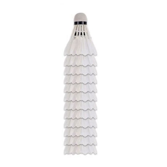 Suodoka Premium 12 Pcs White Badminton Ball Shuttlecocks Set for Sport Training and Outdoor Games, High-Speed Flight Stability, 12 Count / 15.35 inches Tube