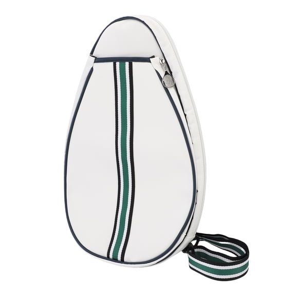 Suodoka Premium Canvas Tennis Bag with Adjustable Shoulder Strap for Women Men Large Capacity Sports Sling Racquet Backpack Holds Tennis Racket Badminton Paddle and Accessories, White (19.29" / 49cm)