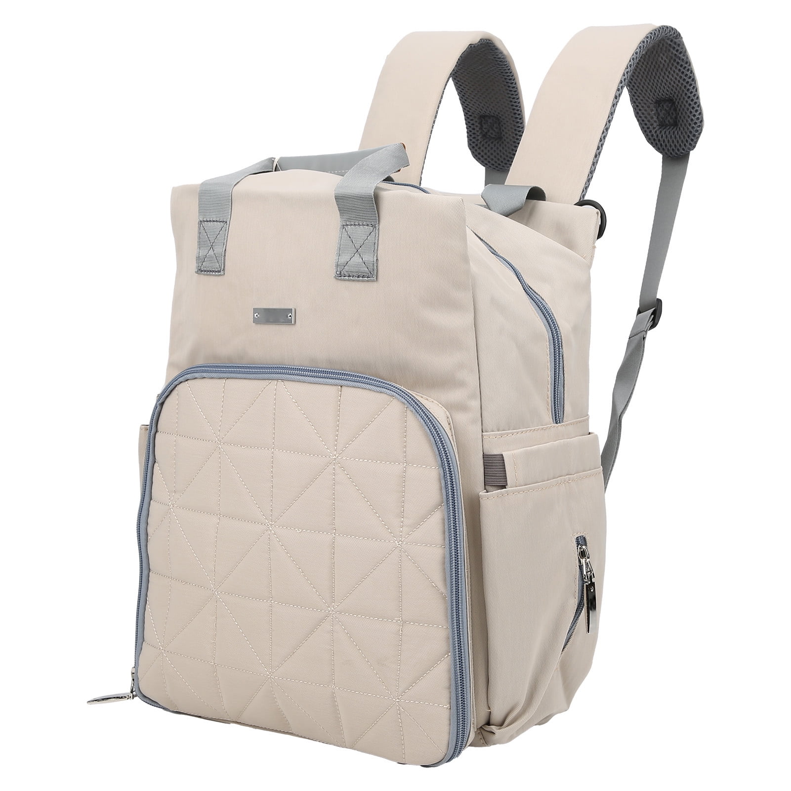 Suodoka Premium Convertible Water-Resistant Nylon Backpack Diaper Bag Set with Changing Pad and Stroller Hooks for Travel, Unisex, Beige, 11.4 x 4.7 x 14.2 in / 29 x 12 x 36 cm, 1.54 lbs / 700 g