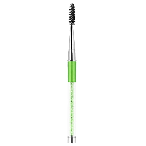 Suodoka Premium Eyelash Eyebrow Brush Mascara Wands Applicator Spooler, Eyelash Extension Eyebrow Comb With Rhinestone Acrylic Handle And Protective Cap, Professional Eye Makeup Tool, Green
