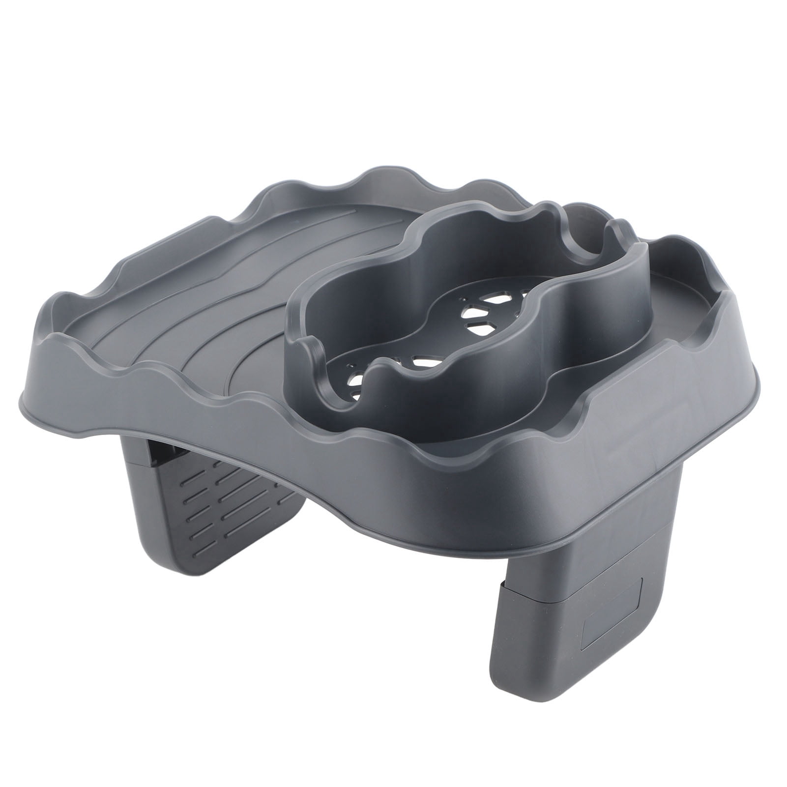 Suodoka Premium Hot Tub Table Tray with Drain Holes, Anti-Slip Adjustable Side Table Cup Holder for Swimming Pool, SPA, and Bathtub, Durable TPU, Grey