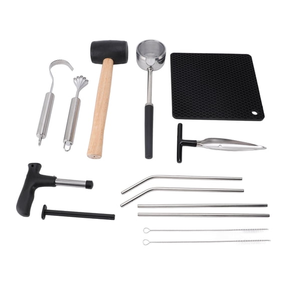 Suodoka Premium Stainless Steel Coconut Opener Kit – Puncher, Cutter, Rubber Hammer, Straw & Mat for Easy Coconut Water & Meat Extraction