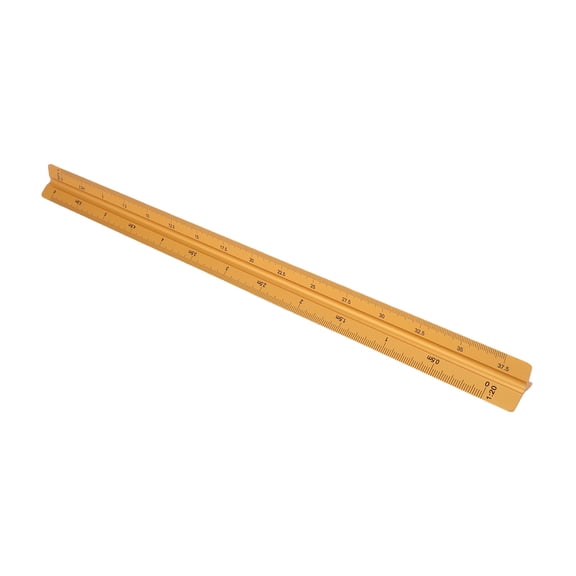 Suodoka Premium Triangular Engineer Scale Ruler, 12 inches / 30 cm Aluminum Architect Scale with 6 Metric Scales (1:20 to 1:125) for Drafting, Blueprints, and Technical Illustrations, Gold Finish