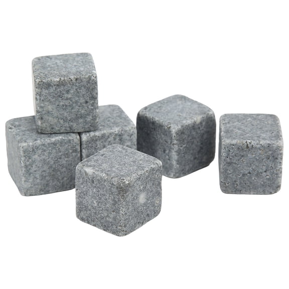Suodoka Premium Whiskey Stones Set, 6 Pcs Granite Chilling Rocks with Flannel Bag, Reusable Ice Tart Stones Perfect for Bourbon Gin Wine Vodka, 0.8 inches / 2 cm
