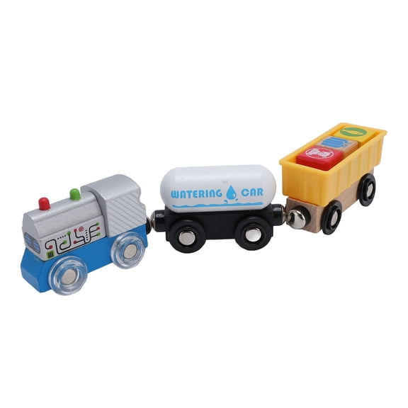 Suodoka Premium Wooden Cargo Train Set - Innovative Future Technology Freight Train Toy for Kids, Inspires Imagination & Creativity, Compatible with Major Brands, 7.48 inches / 19 cm, Multicolor
