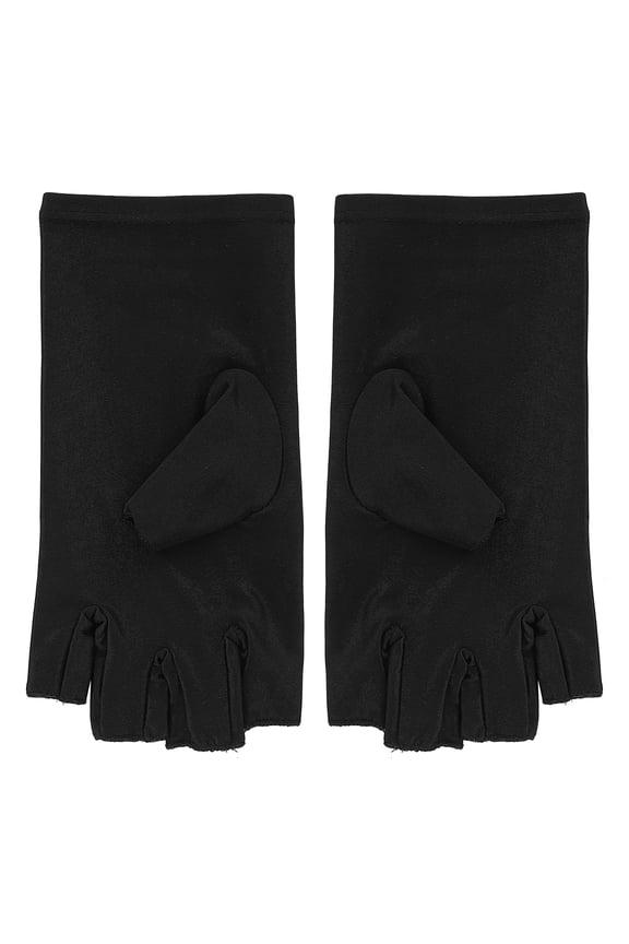 Professional Fiber Cotton Nail Art Gloves for Gel Nail Lamp Anti-UV Half Finger Exposure Manicure Protective Tool, Black (7.1 x 3.3 inches / 18 x 8.5 cm), 1 Pair