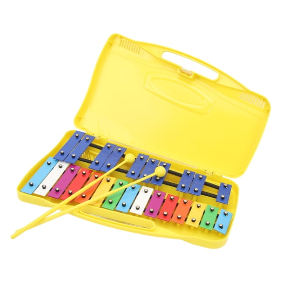 Suodoka Professional Musical Xylophone 25 Notes Toddler Aluminum Keys Pitch Percussion Instrument with Yellow Box 15.4 Inches / 39 cm