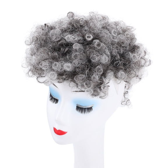 Suodoka Puff Hair Bun with Bangs Afro Drawstring Short Curly Bun Hair Piece Extension 10.63 inches / 27 cm