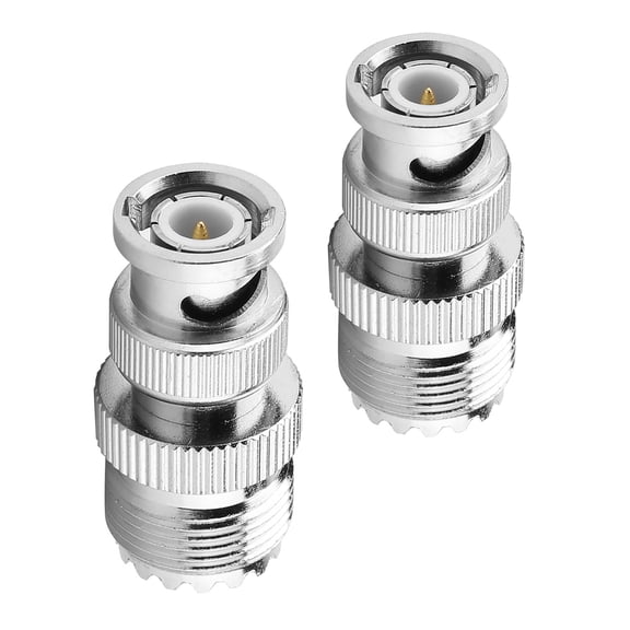 Suodoka RF Coaxial Adapter BNC Male Plug to UHF SO239 PL-259 Female Jack Premium Brass Connectors 50 Ohm Impedance for Radio Scanners Amateur Equipment Receivers, 2 Pack (1.3 inches / 3.4 cm)