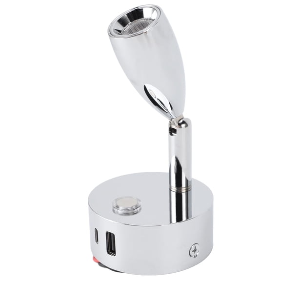 Suodoka RV Reading Lamp USB Type-C Port Dimmable Touch Control LED Bedside Light 12-24V Chrome Plated Wall Sconce for Boat Yacht Camper Trailer 3.54 inches / 9 cm