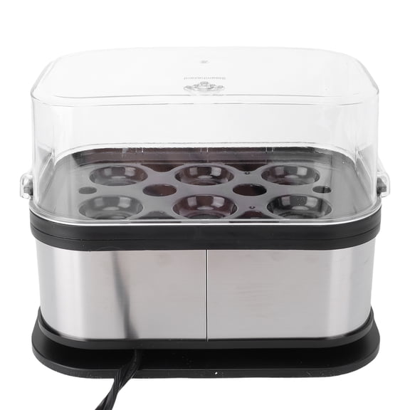 Suodoka Rapid Electric Egg Cooker 6 Egg Capacity Stainless Steel Smart Boiled Egg Maker Machine with Auto Shut-Off Compact Design for Home Dorm Office, Silver