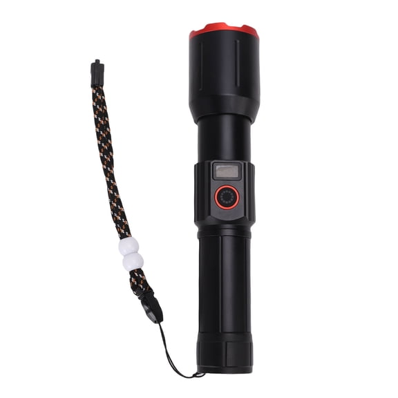Suodoka Rechargeable LED Flashlight Aluminum Telescopic Zoom IPX6 Waterproof Super Bright 1800LM Handheld Torch with Digital Display & 2 USB Ports for Camping Hiking Emergencies (8.66 in / 22 cm)